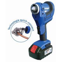 Kit dudgeonnière électroportative sans fil 18V 4400 mAH comprenant deux pinces de serrage et des filières pour tubes de diamètres 1/4'', 5/16'', 3/8'', 1/2'', 5/8'' et 3/4'' Réf. FTK-550