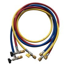 Set de 3 flexibles de charge avec vanne de contrôle d'accès 1/4" 1/4" 150cm Réf. 4688587