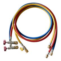 Set de 3 flexibles de charge avec vanne de contrôle d'accès 1/4" 5/16" 150cm Réf. 4688596